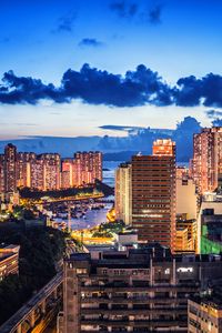 Preview wallpaper houses, buildings, lights, bay, evening, city