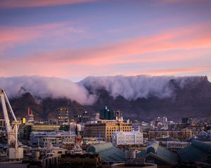 Preview wallpaper houses, buildings, mountains, clouds, city