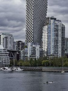 Preview wallpaper houses, buildings, river, embankment