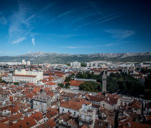 Preview wallpaper houses, buildings, tower, trees, mountains, city