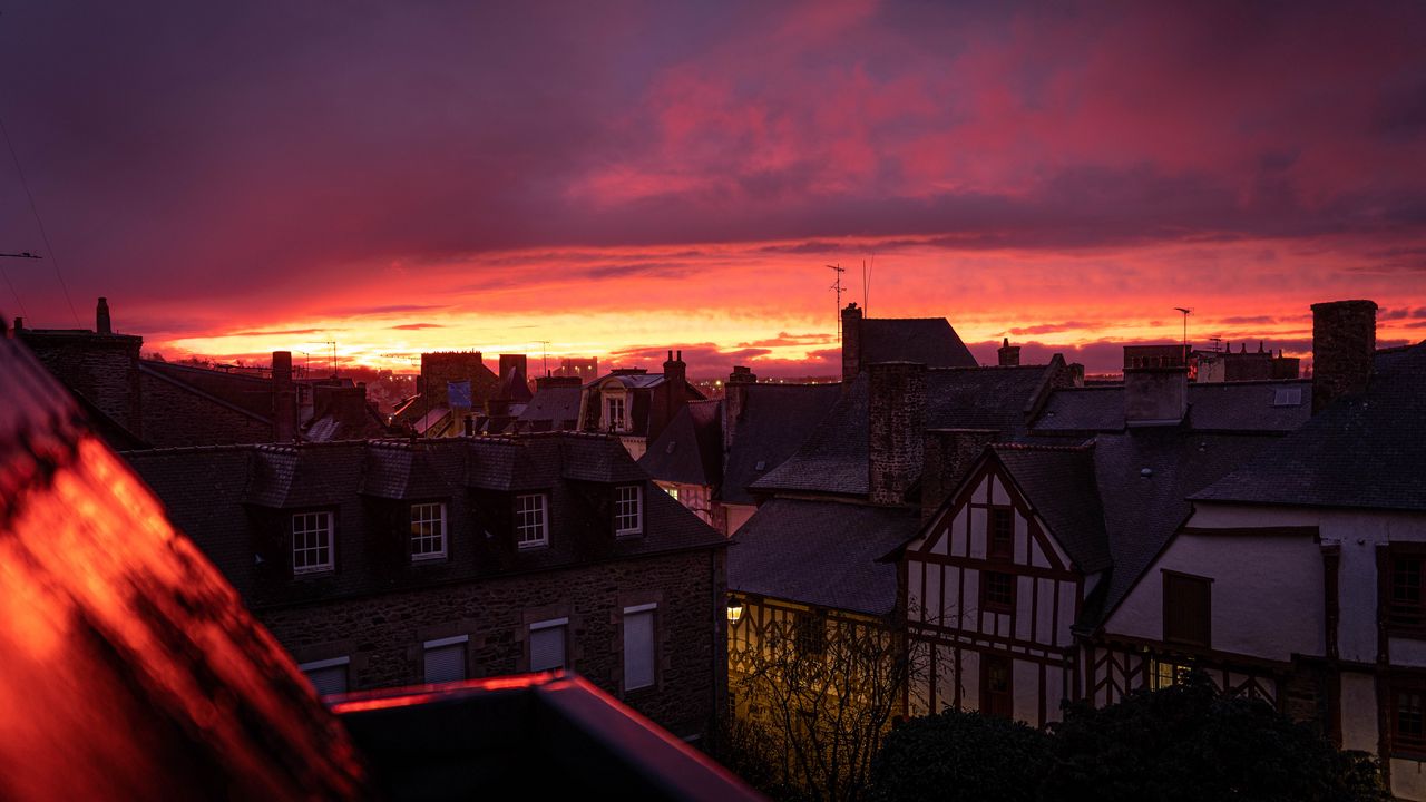 Wallpaper houses, buildings, twilight, dark, sky