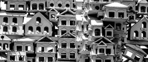 Preview wallpaper houses, buildings, windows, bw