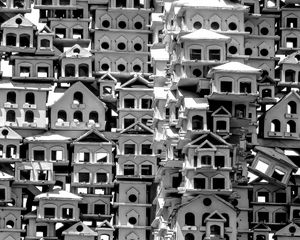 Preview wallpaper houses, buildings, windows, bw