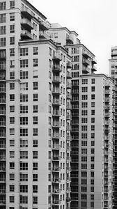 Preview wallpaper houses, buildings, windows, bw, architecture