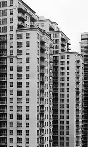 Preview wallpaper houses, buildings, windows, bw, architecture