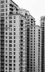 Preview wallpaper houses, buildings, windows, bw, architecture