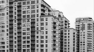 Preview wallpaper houses, buildings, windows, bw, architecture