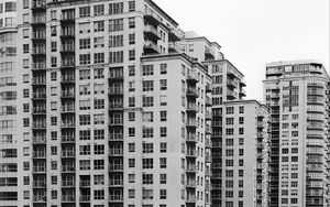 Preview wallpaper houses, buildings, windows, bw, architecture