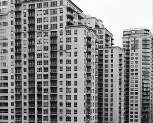 Preview wallpaper houses, buildings, windows, bw, architecture