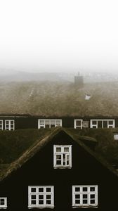 Preview wallpaper houses, fog, mist, buildings, scandinavia