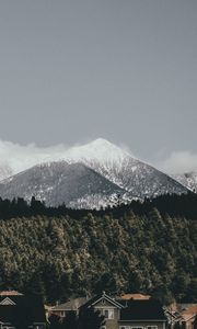 Preview wallpaper houses, forest, mountains, clouds, nature