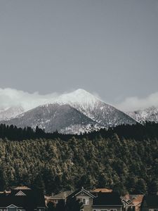 Preview wallpaper houses, forest, mountains, clouds, nature