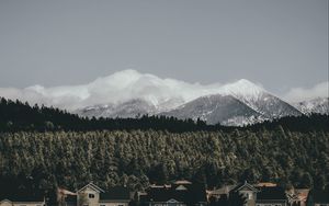 Preview wallpaper houses, forest, mountains, clouds, nature