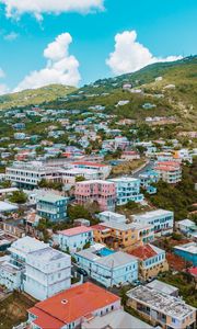 Preview wallpaper houses, hill, mountain, sky, charlotte amalie, usa, virgin islands