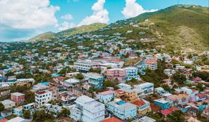 Preview wallpaper houses, hill, mountain, sky, charlotte amalie, usa, virgin islands