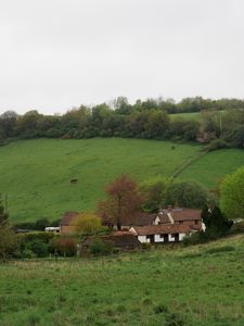 Preview wallpaper houses, hills, trees, slope, grass, nature