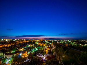 Preview wallpaper houses, lights, buildings, trees, aerial view, city