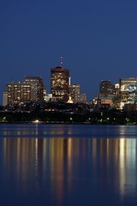 Preview wallpaper houses, lights, river, reflection, night