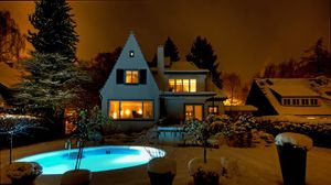 Preview wallpaper houses, pools, night, snow