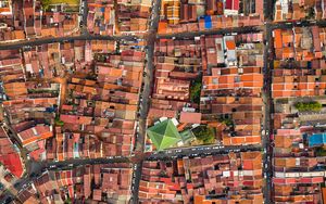 Preview wallpaper houses, roofs, aerial view, city