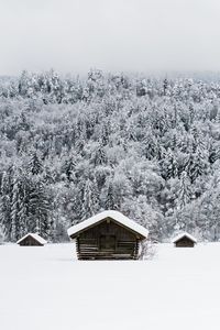 Preview wallpaper houses, snow, forest, winter, nature