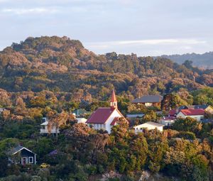 Preview wallpaper houses, trees, hills, aerial view