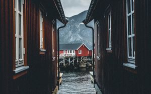 Preview wallpaper houses, water, buildings, wooden