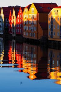 Preview wallpaper houses, water, reflection, shadows, scandinavia