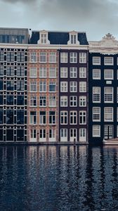 Preview wallpaper houses, windows, water, city, amsterdam