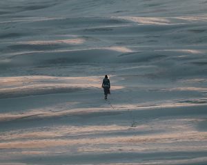 Preview wallpaper human, alone, hills, snow, winter