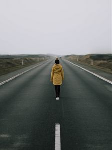 Preview wallpaper human, road, loneliness, asphalt