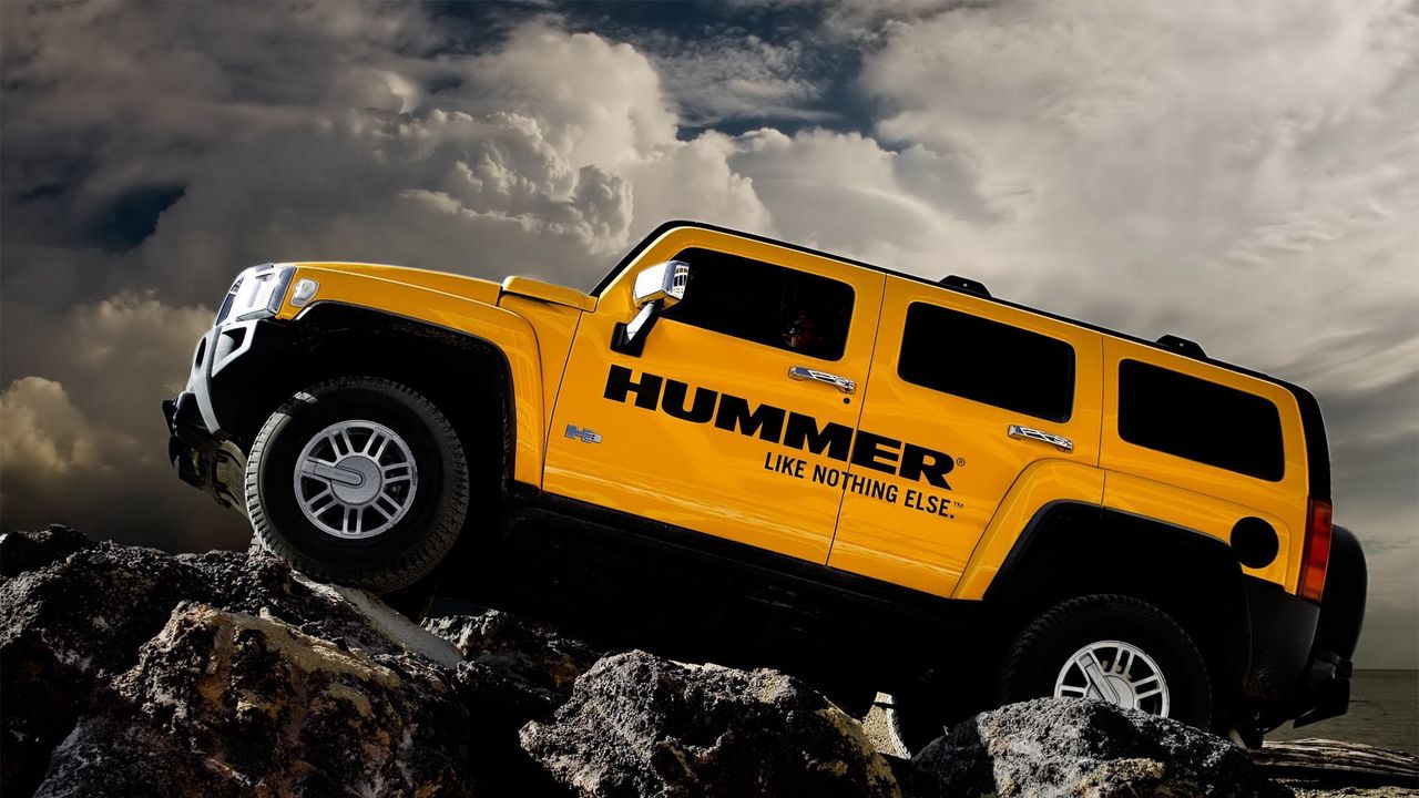 Wallpaper hummer, h3, auto, yellow, left side