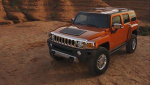 Preview wallpaper hummer h3, hummer, red, side view