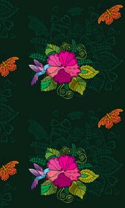 Preview wallpaper hummingbirds, flowers, birds, patterns