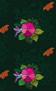 Preview wallpaper hummingbirds, flowers, birds, patterns