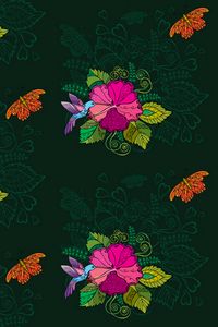 Preview wallpaper hummingbirds, flowers, birds, patterns