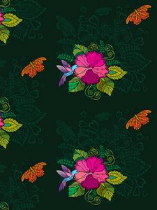 Preview wallpaper hummingbirds, flowers, birds, patterns