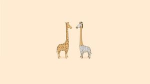 Preview wallpaper humor, zebra, giraffe, art, minimalism