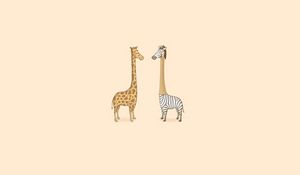 Preview wallpaper humor, zebra, giraffe, art, minimalism