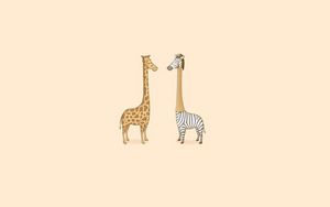 Preview wallpaper humor, zebra, giraffe, art, minimalism