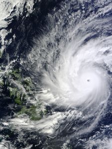 Preview wallpaper hurricane, clouds, earth, aerial view