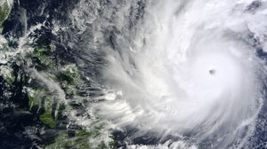 Preview wallpaper hurricane, clouds, earth, aerial view