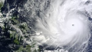 Preview wallpaper hurricane, clouds, earth, aerial view
