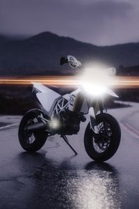 Preview wallpaper husqvarna 701, husqvarna, motorcycle, bike, white, light, road