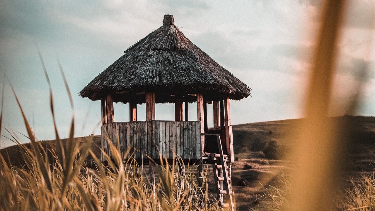 Wallpaper hut, building, wooden, grass