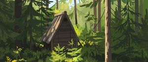 Preview wallpaper hut, forest, paint, art