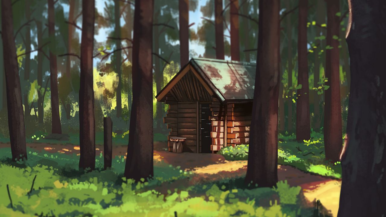 Wallpaper hut, trees, forest