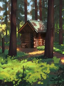 Preview wallpaper hut, trees, forest