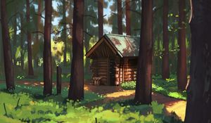 Preview wallpaper hut, trees, forest