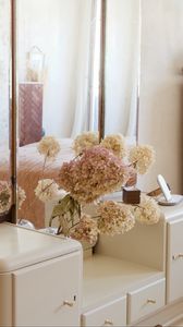 Preview wallpaper hydrangea, flowers, bouquet, mirror, light